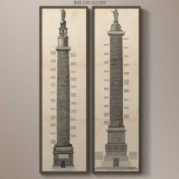 Trajan's Column Etchings Print :  Vintage Trajan's Column Etchings drawing print poster 18th-century