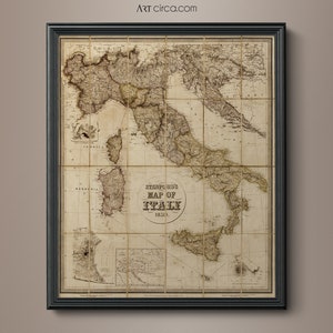 Italien Karte Print: Vintage Stanford's 1859 Karte von Italien - Vintage Italien Karte - Giclee Italien Karte - Große Italien Karte -