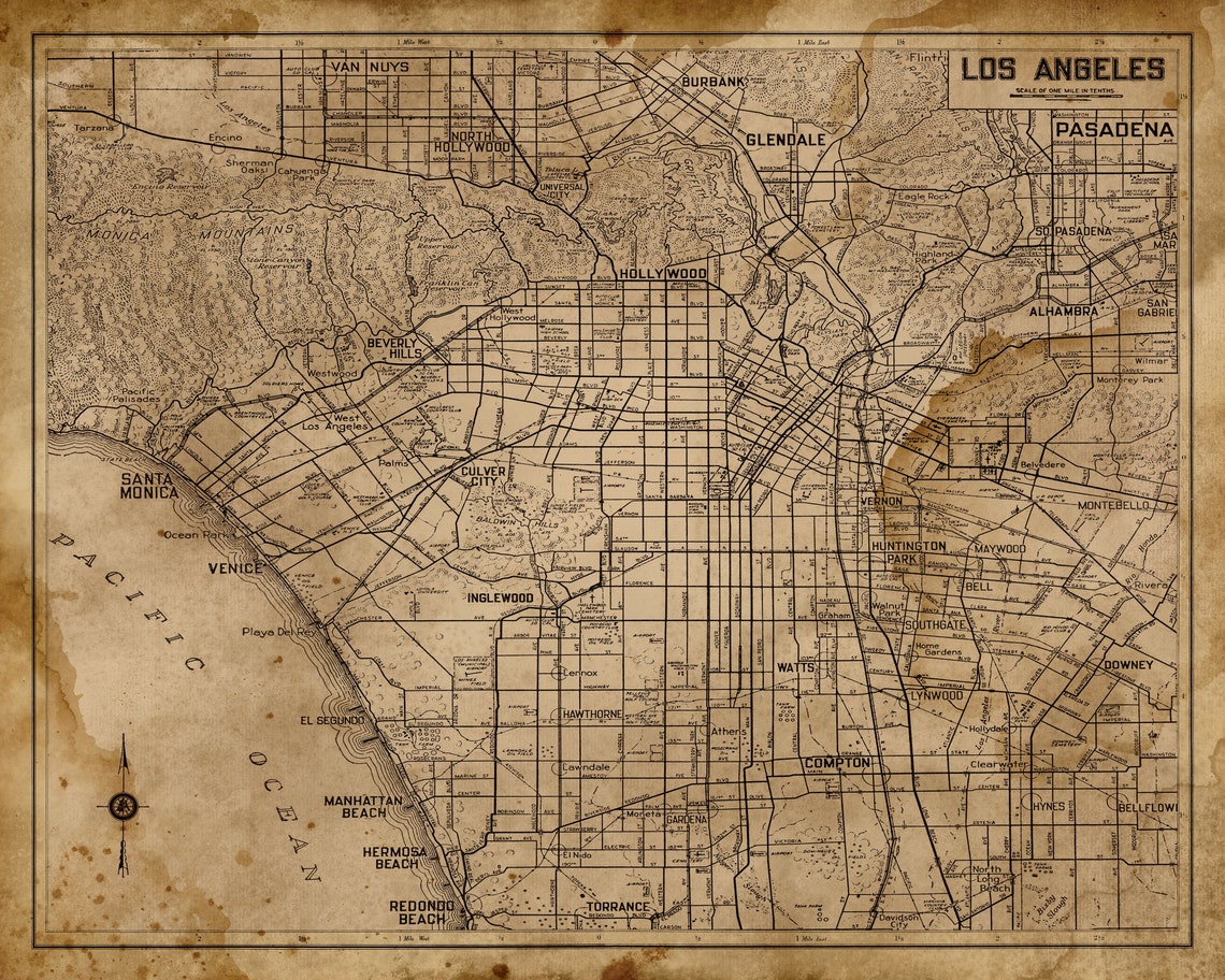 vintage-los-angeles-map-old-los-angeles-map-print-circa-1930-etsy