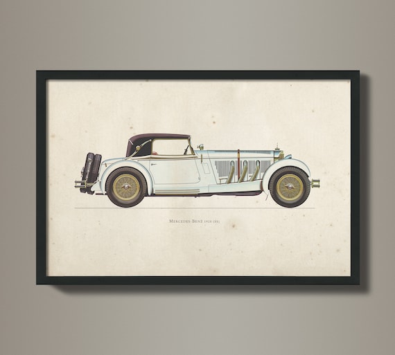 Car Print - Nursery Car Print -  Children car art drawings - Mercedes Car Art - Car Nursry Art - Transportation Art - Circa 1928