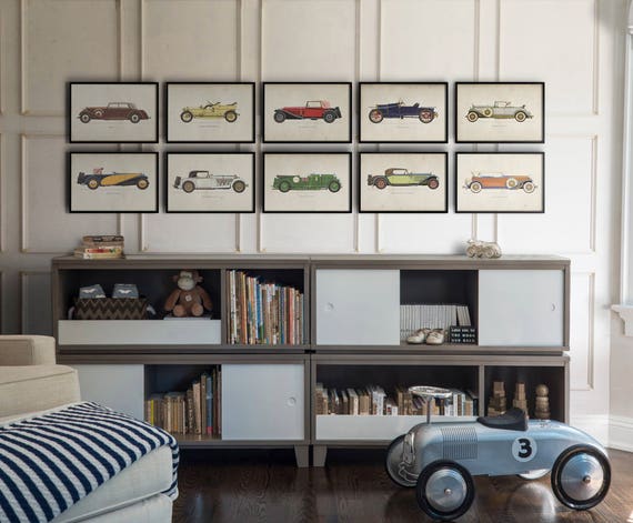 Car Art Prints Vintage Car Art Car Themed Room Antique Etsy
