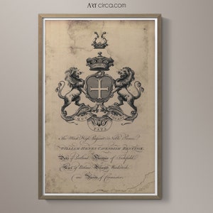 Coat of Arms Print #1 : Family Crest -  18th C. English Armorial Engravings print poster - Heraldy print