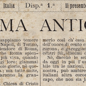 Vintage Italian Newspaper : Roma Antica Full Cover 2 Vintage Newspaper Print Circa 1887 Vintage Italy Art Old Italian Art image 7