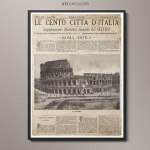 Vintage Italian Newspaper : Roma Antica Full Cover 2 Vintage Newspaper Print Circa 1887 Vintage Italy Art Old Italian Art image 2