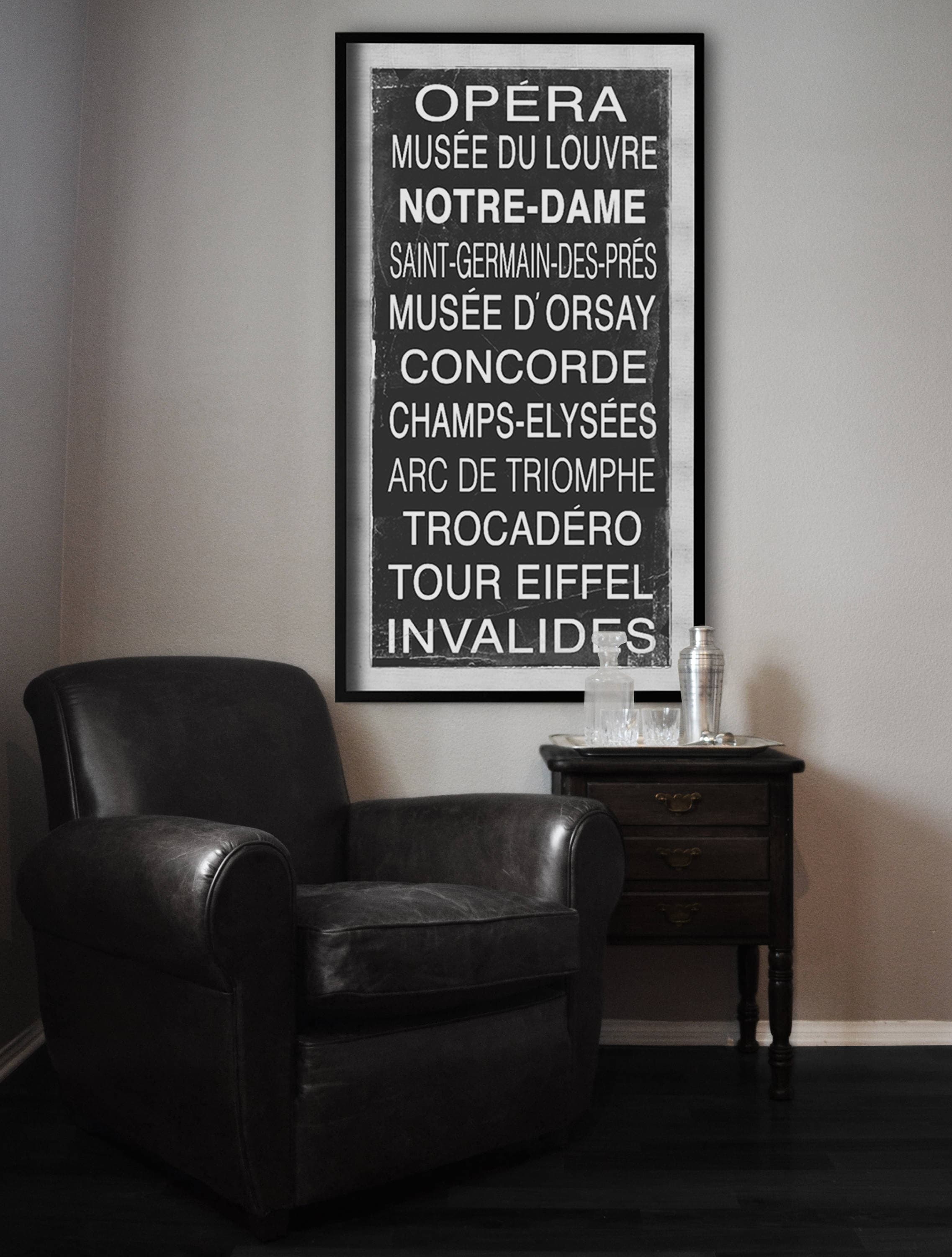 Paris Subway Sign Art : Paris Bus Scroll Opera Print Poster - Rustic Paris Vintage Bus Scroll Opera Subway Art print poster -