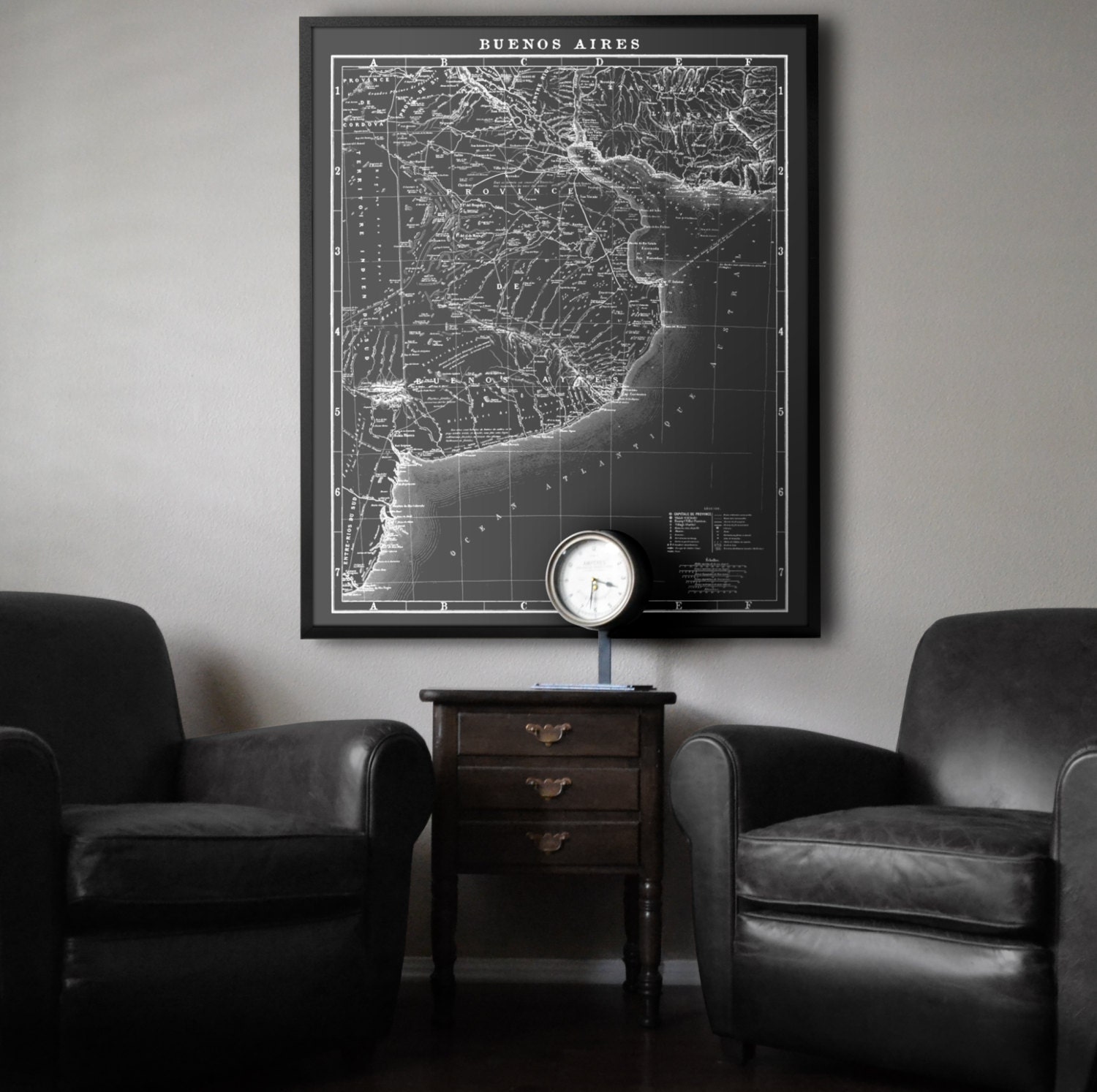 Buenos Aires Map Print : Vintage Style Black and White Large - Etsy Ireland