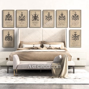 Coat of Arms Prints: Family Crest -  18th C. English Armorial Engravings print poster - Heraldy print 18&quot; x 24&quot;s