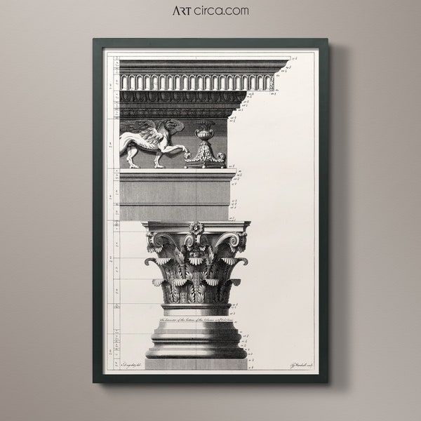 Architecture Print #1 - 18th C. Italian Neoclassical Column Etchings - Roman Columns - Vintage Architecturals Collection - Circa 1770s