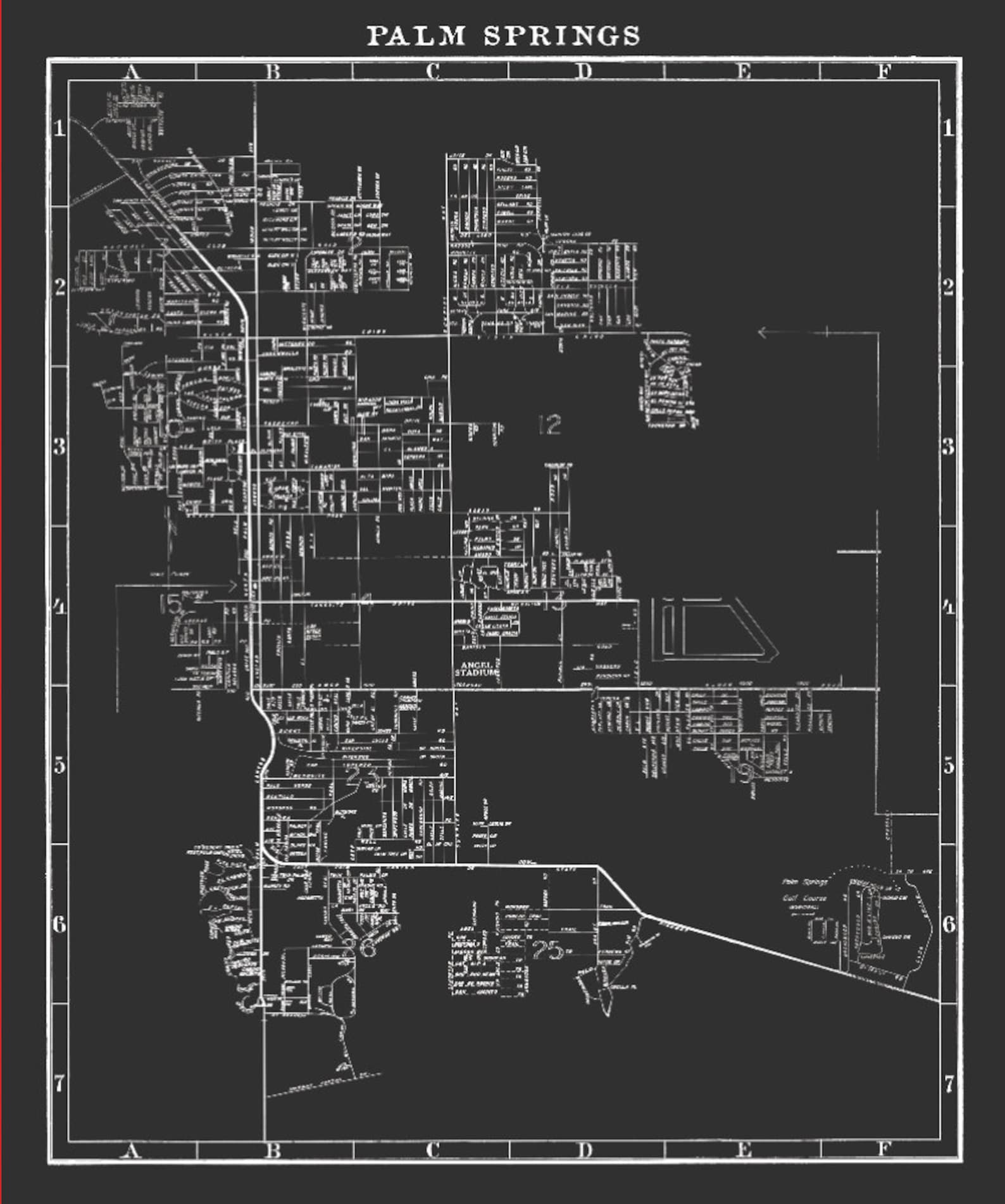 Palm Springs Map : Vintage Palm Springs Map Print Art Palm - Etsy