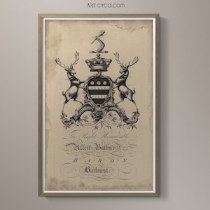 Coat of Arms Print #5 : Family Crest -  18th C. English Armorial Engravings print poster - Heraldy print