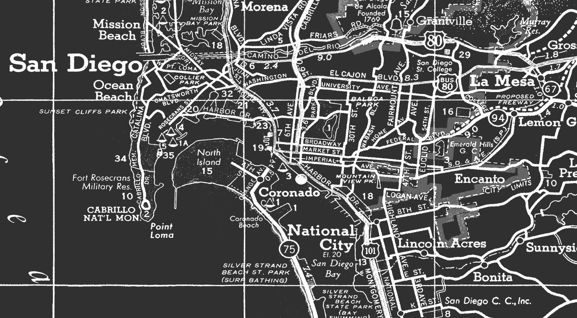 San Diego Map Print Vintage San Diego Map Print Poster San Etsy