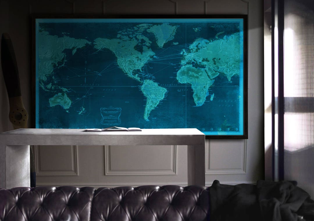 Pan Am Map Pam American World Travel Print