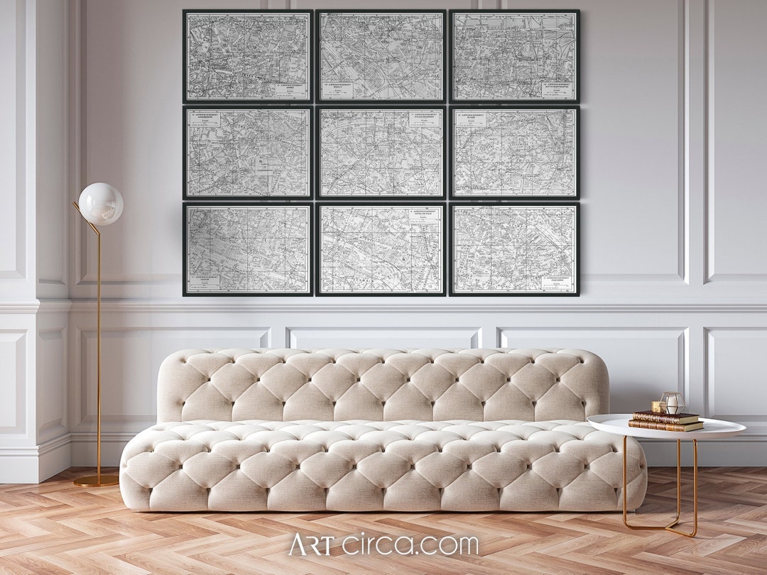 Paris Map - 6th Arrondissement Map - Luxembourg Map Print : Vintage