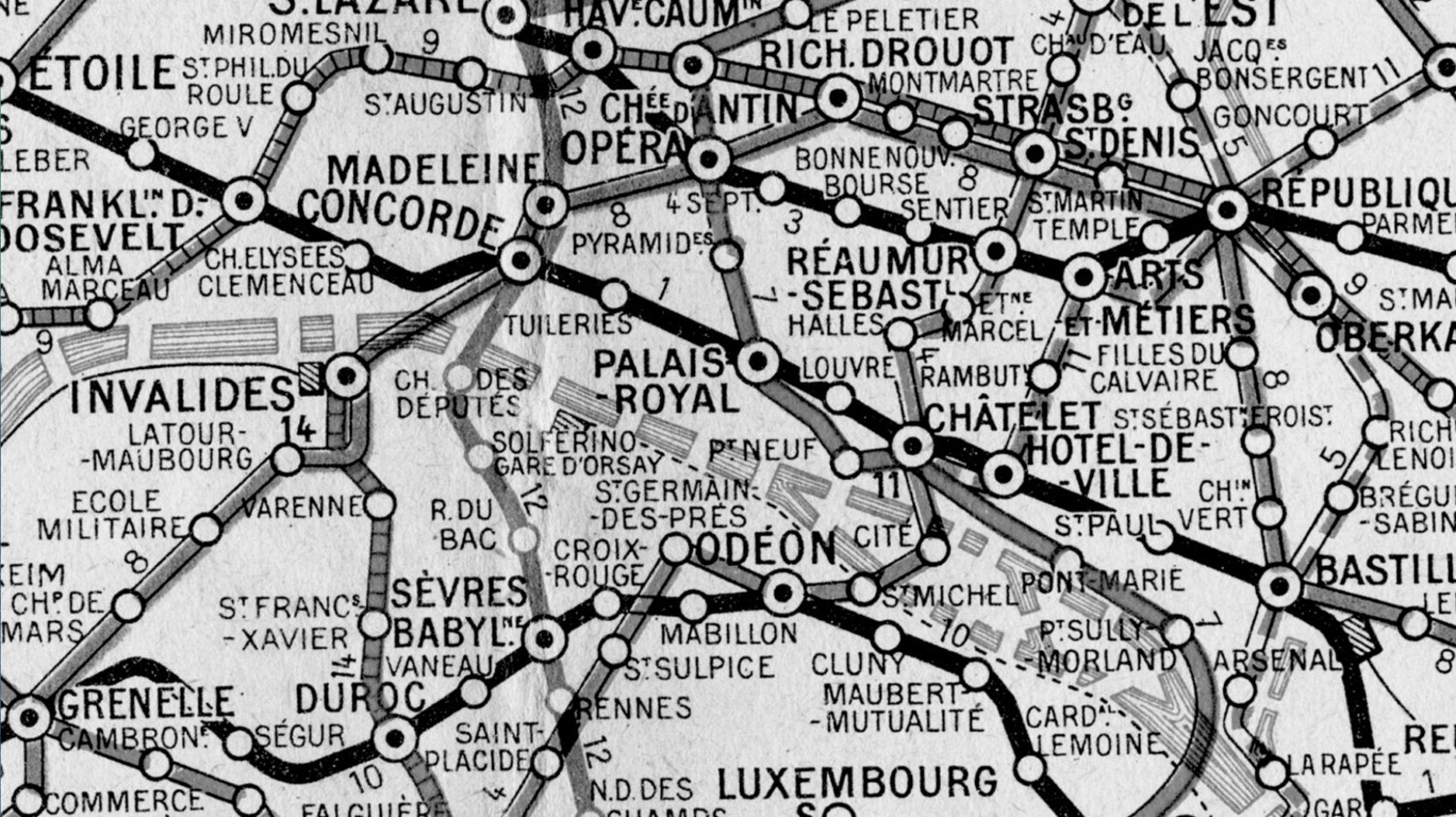Paris Metro Map : Vintage 1950s Paris France Guilmin's Parisian Métro ...