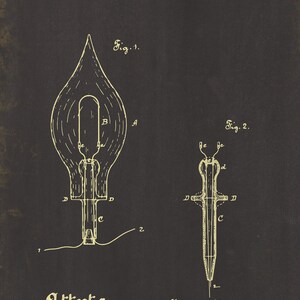 Vintage Patent Print 5 : Vintage Edison Light Bulb Patent Print Poster Edison Lightbulb Patent ...