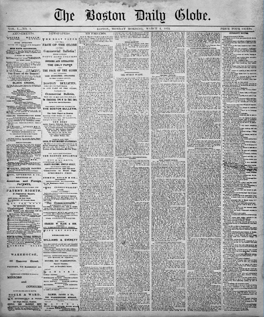 Boston Globe Newspaper First Issue : Vintage Boston Globe News Paper ...