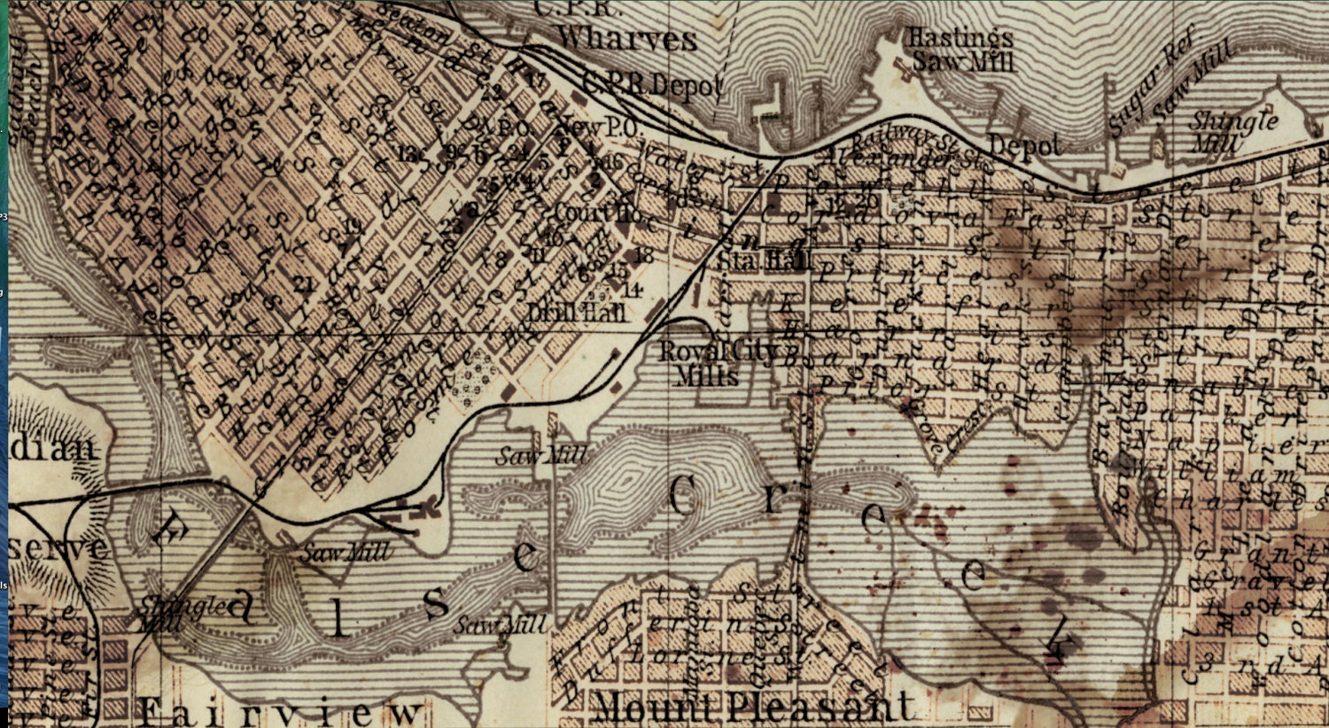 Vancouver Map Vintage Vancouver Map Print Poster Circa 1907 Etsy Canada