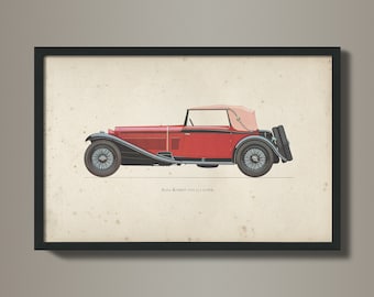 Vintage Car Art - Old Car Print - Cars Decor -  Cars Art -  Vintage Alfa Romero Print - Nursery Room Art Decor - Cars Print Circa 1930