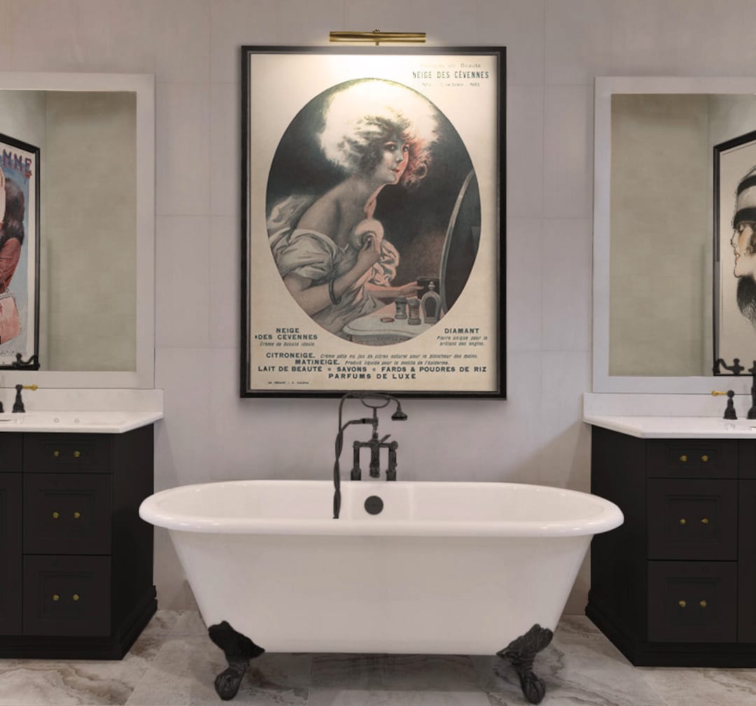 Bathroom Decor French Art Deco Bathroom Print Powder Room Etsy