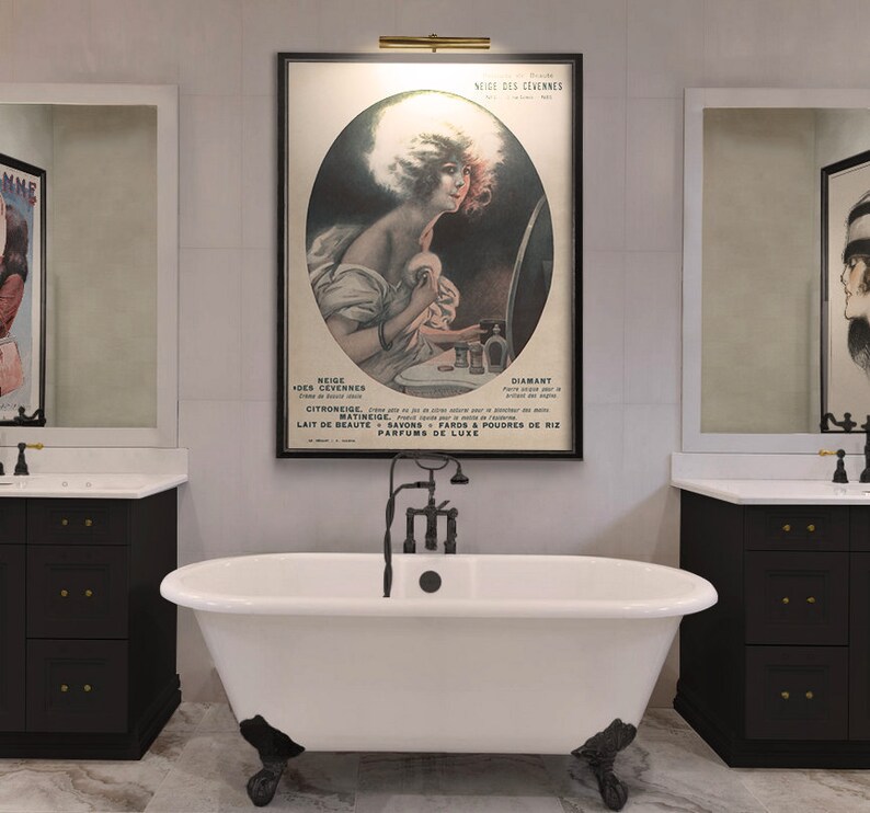 Bathroom Decor French Art Deco Print Powder Room
