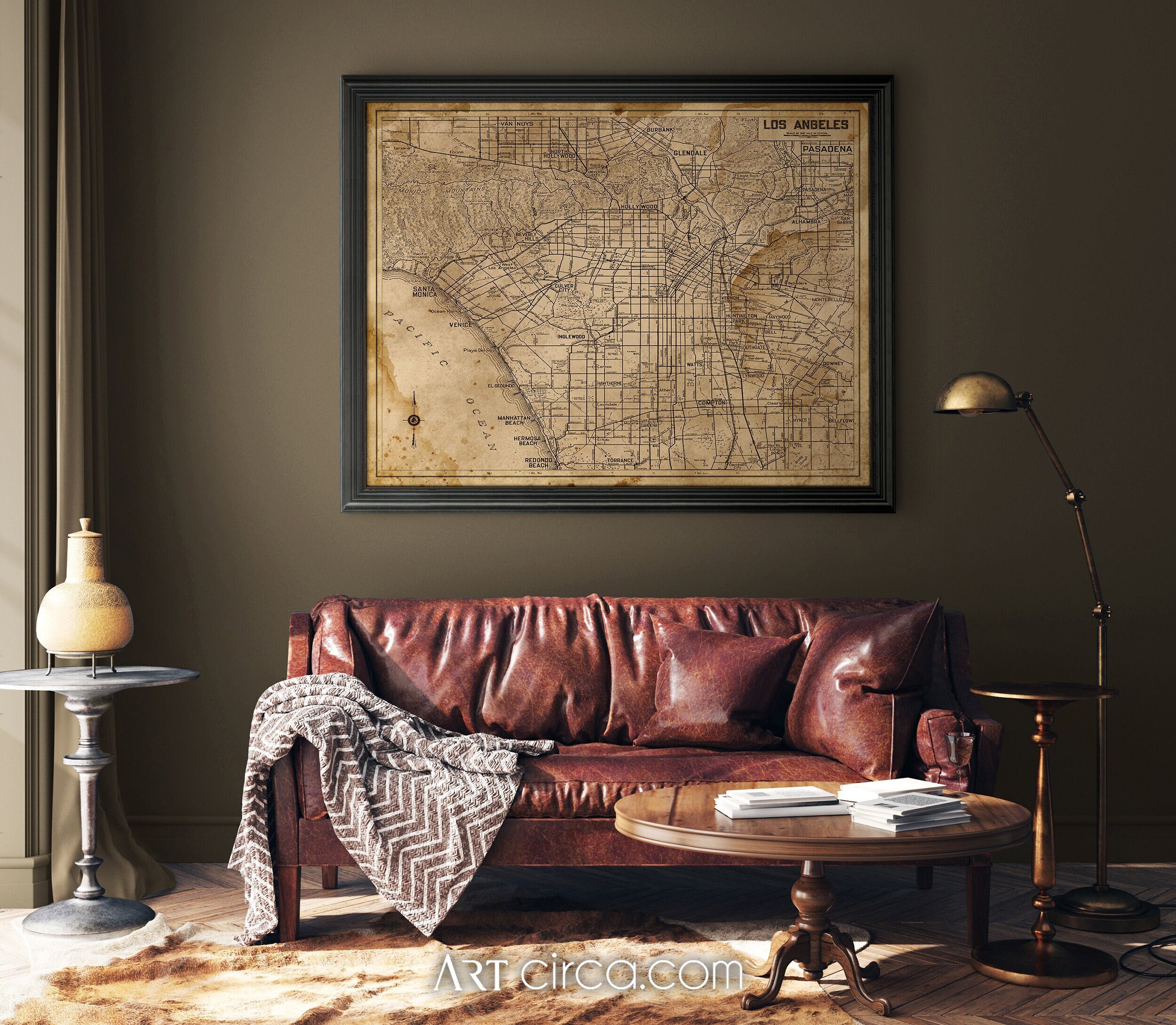 Mappa vintage di Los Angeles: stampa della vecchia mappa di Los Angeles circa 1930 - stampa Giclée