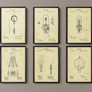 Vintage Patent Print 5 : Vintage Edison Light Bulb Patent Print Poster Edison Lightbulb Patent ...