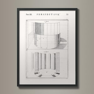 Practice of Perspective: 18th C. Etchings | Architecture | Illustration | Geometry | Perspective Art | Vintage Production | Vanishing Point