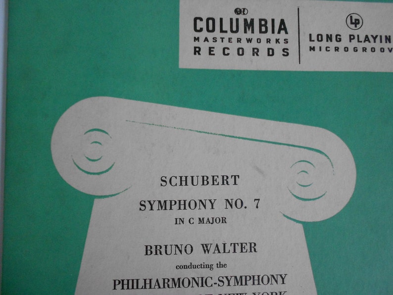 Scubert : Symphony No. 7 in C Major Bruno Walter conducting the Philharmomnic Symphony Orchestra of New York vinyl record image 1