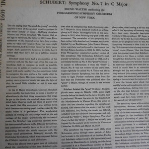 Scubert : Symphony No. 7 in C Major Bruno Walter conducting the Philharmomnic Symphony Orchestra of New York vinyl record image 3