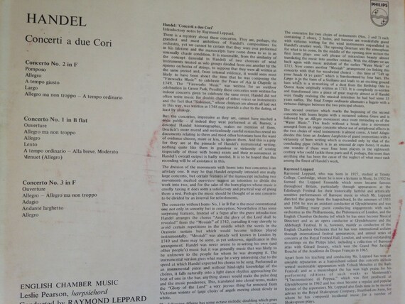 Handel Concerti Jako Due Cori Angielski Chamber Orchestra Etsy