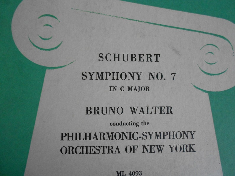 Scubert : Symphony No. 7 in C Major Bruno Walter conducting the Philharmomnic Symphony Orchestra of New York vinyl record image 2