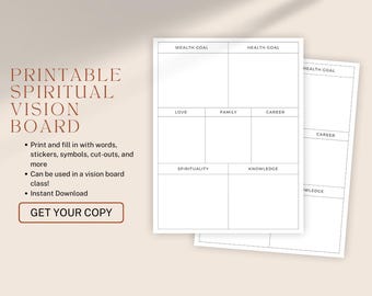 Minimalist Vision Board, Spiritual Vision Board, Printable Vision Board, DOWNLOADABLE & PRINTABLE