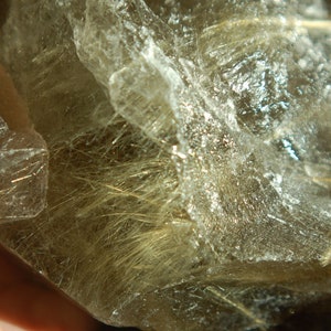 Large Rutilated Smoky Quartz cluster- Natural crystal - 1,916 grams, 4.22 lb. - very good Clarity - Golden Rutile needles