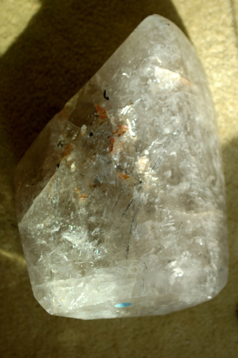Huge Rutilated Quartz polished crystal Natural crystals 14 inches, 41.55 lb nice Polish deep Green Chlorite 8 Rutile needle image 1