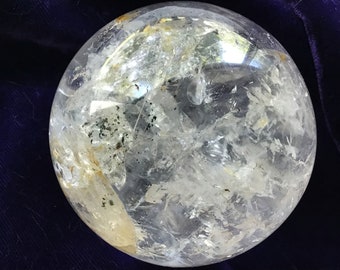 Quartz Crystal Ball/Sphere - Natural crystal - 2 3/4", 578 grams. - very good Polish - Rainbows - Mica - Rutilated - Madagascar