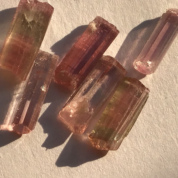6 Pink Tourmaline crystals - Natural crystals - XLNT Clarity - 9.93 ct - great Pink hues