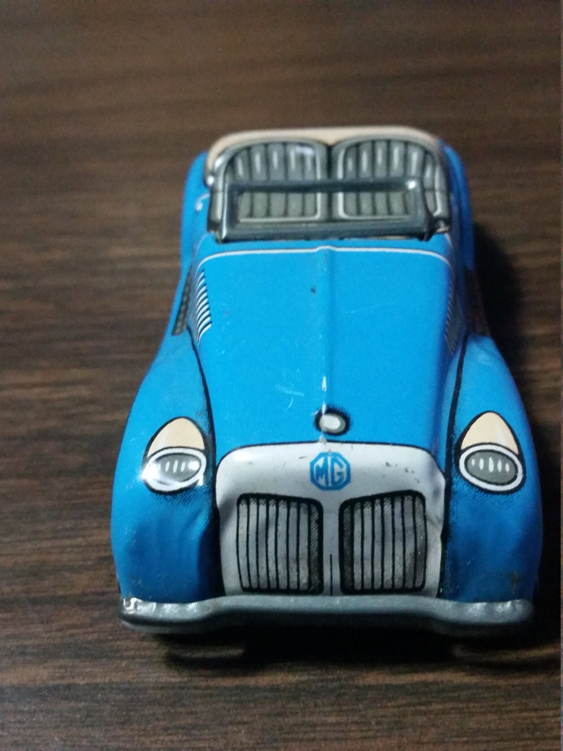 Jouet Ancien Ban Dai MG Roadster – Voiture Friction Verte – Japon 1960 – 27cm – Boite D’Origine