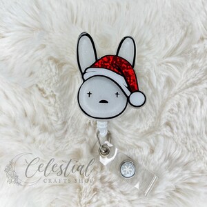 Christmas Bad Bunny Badge Reel | Santa Conejo Malo Badge Reel | Santa Bad Bunny Badge | Xmas Bad Bunny ID Holder | Benito Badge Reel