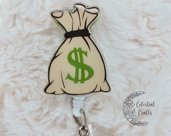 ZBBFSCSB Funny Pink Glitter Badge Reel - Retractable ID Holder For Finance Crew, Analysts & Bank Staff (Christmas/Birthday Gift)