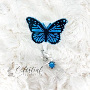 Butterfly Badge Reel | Boho Badge Reel | Badge Accessory | Retro ID Holder | Butterfly ID Holder | Glitter Butterfly Badge Reel