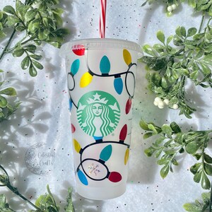 Christmas Lights Starbuck Cup | Xmas Cold Cup | Personalized Christmas Tumbler | Xmas Lights Cup | Starbuck Xmas Gift