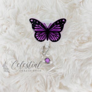 Butterfly Badge Reel | Boho Badge Reel | Badge Accessory | Retro ID Holder | Butterfly ID Holder | Glitter Butterfly Badge Reel
