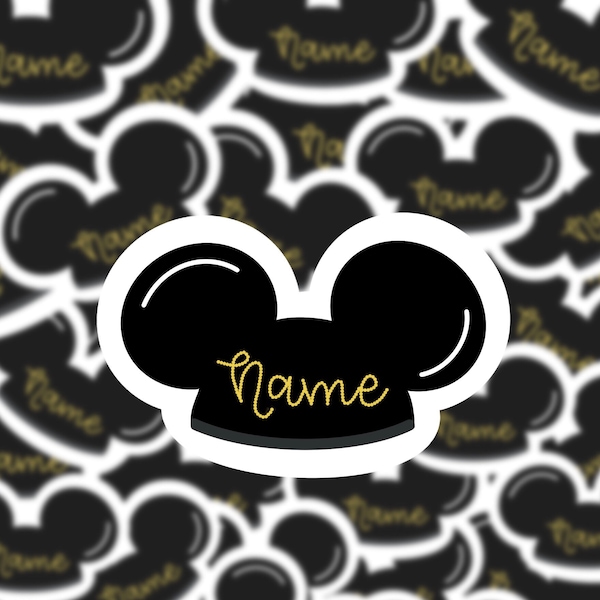 Disney Mickey Ear Hat Sticker | Mickey Ear Hat with Name Sticker | Mickey Ears