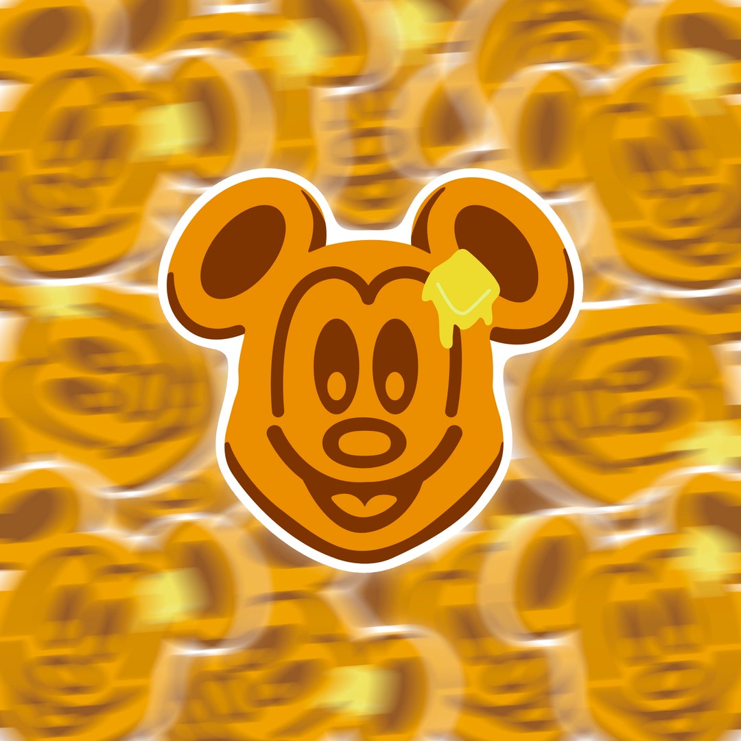 Mickey Waffle Sticker Mickey Waffle Sticker | Disney Snacks Sticker | Disney Foods Sticker ...