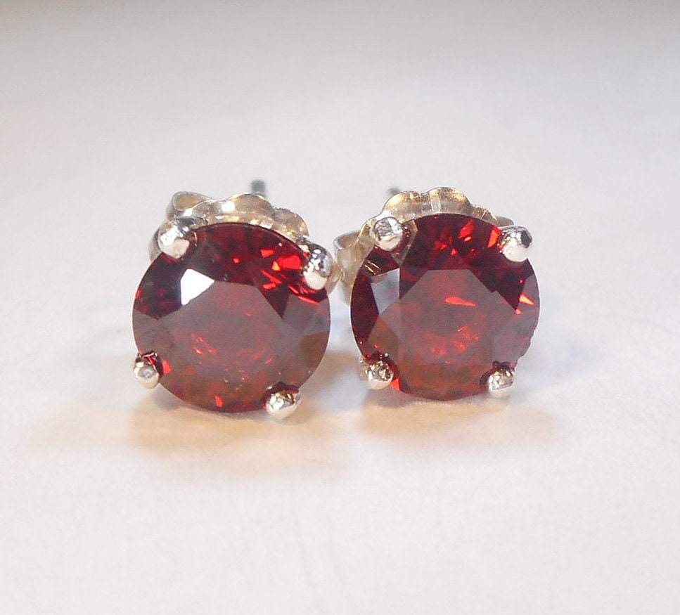 Red Stud EarringsRed Cubic Zirconia Studs925 Sterling Etsy