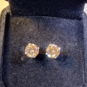 7mm Champagne Morganite Stud Earrings, Sterling Silver, Bridal Earrings, Bridesmaid Gift, Gift for Her