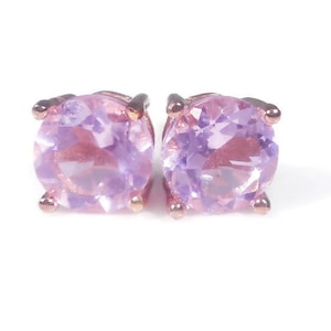 Morganite Earrings, 6mm Pink Morganite in Rose Gold Earrings, Gift for Her, Gemstone Studs, Anniversary Gift, Handmade Earrings