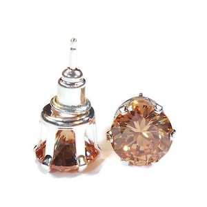 8mm Peach Morganite Stud Earrings