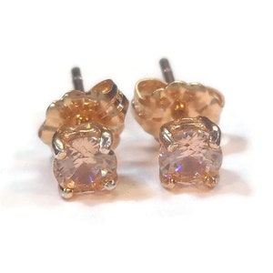 Champagne Morganite Rose Gold Stud Earrings 4mm image 4