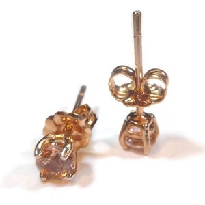 Champagne Morganite Rose Gold Stud Earrings 4mm image 8